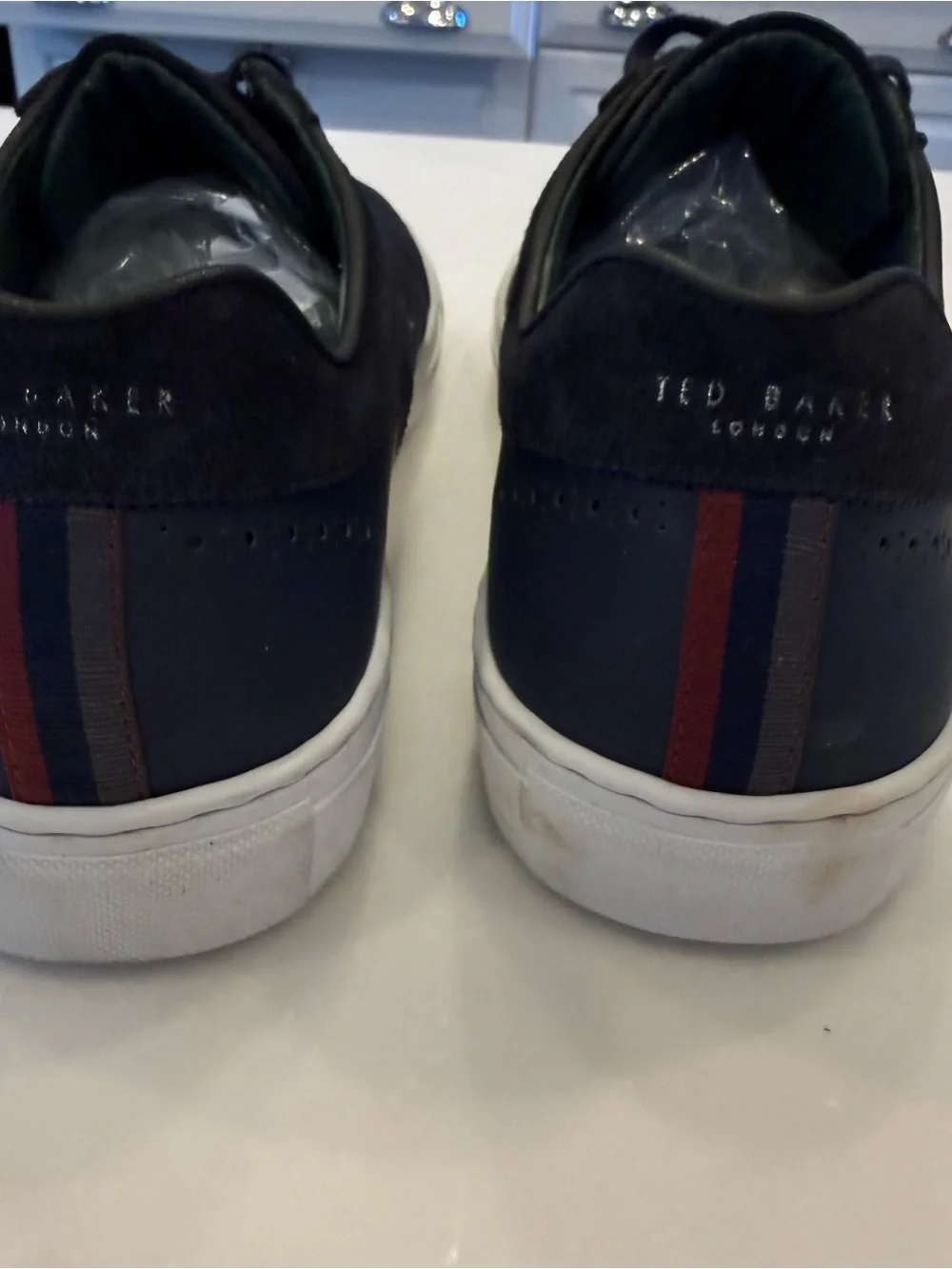 Ted Baker Men’s Dark Blue Retro Sneakers White Rubber Soles Sz US 11.5 EU 44.5